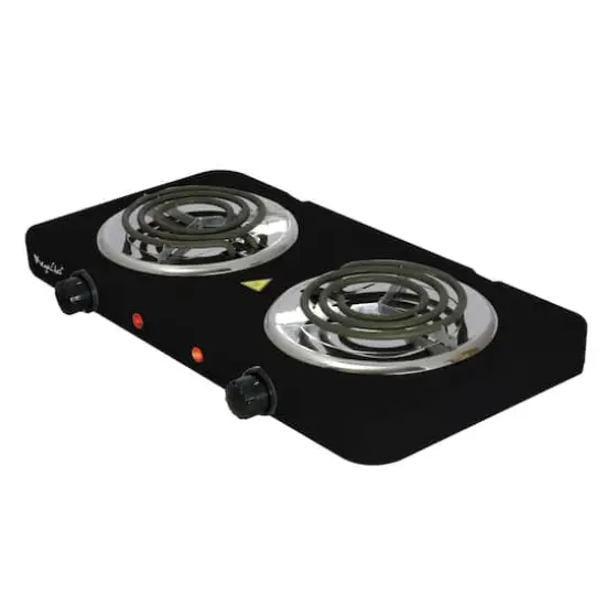 MegaChef Matte Black Electric Portable Lightweight Dual Coil Burner Cooktop Buffet Range {4}