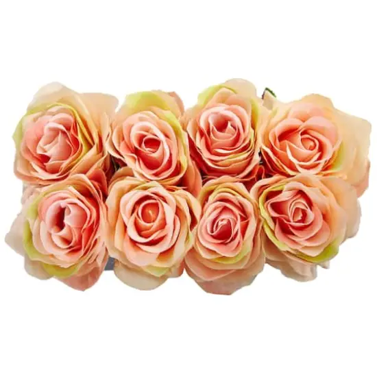 Rose Arrangement In Black Square Vase Peach {4}