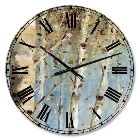 Designart White Birch Forest I Farmhouse Wall Clock {1}