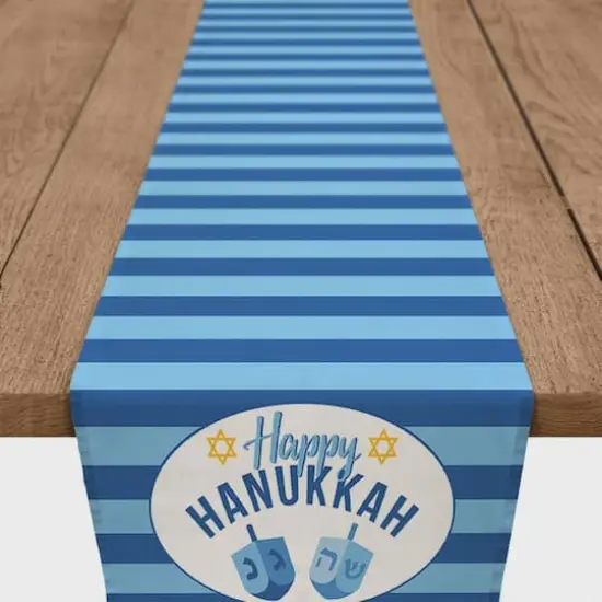 Happy Hanukkah Dreidel 16x90 Cotton Twill Runner {1}