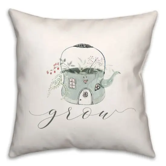 Grow Teapot Floral 18" x 18" Throw Pillow {1}