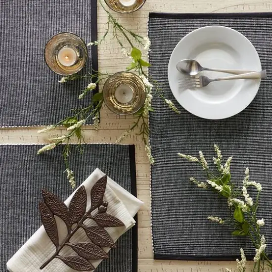 DII&reg; 2-Tone Ribbed Placemats, 6ct. Black and white {6}