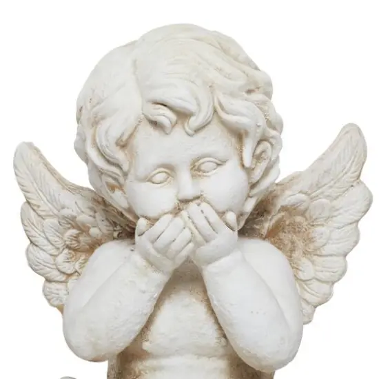 29" White Stone French Country Angel Garden Sculpture Set {4}