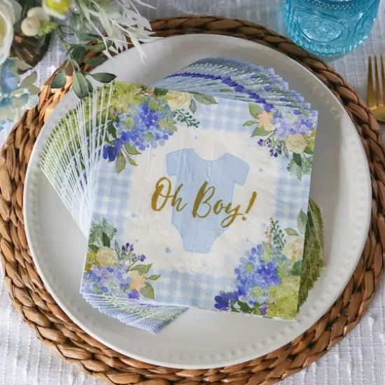 Kate Aspen&reg; Blue Baby Shower Onesie Floral Tableware Set {5}