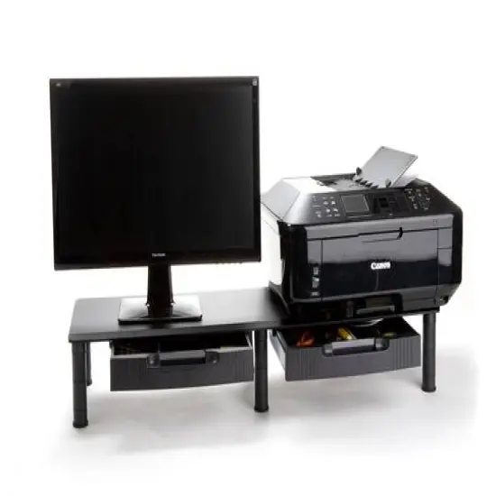 Mind Reader Black Large Dual Monitor Drawer Stand {8}