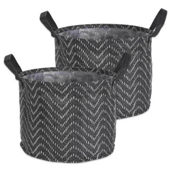 DII® Medium Round Black & White Tribal Chevron PE-Coated Woven Paper Laundry Bin, 2ct. {1}
