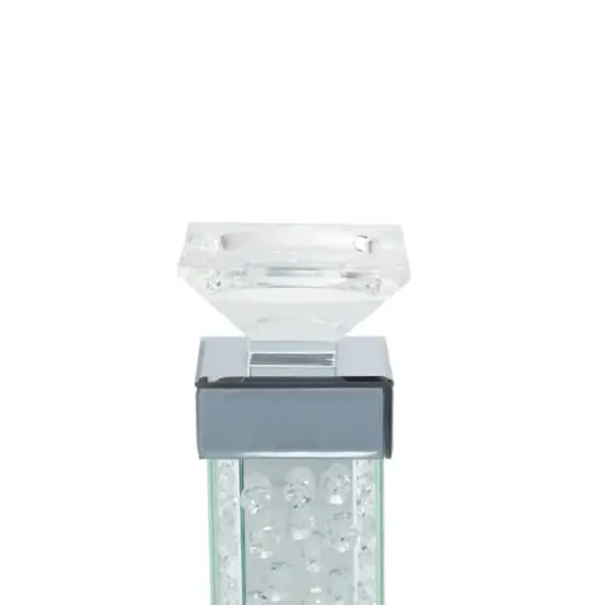 15'' Gray Glass Glam Candlestick Holder {4}