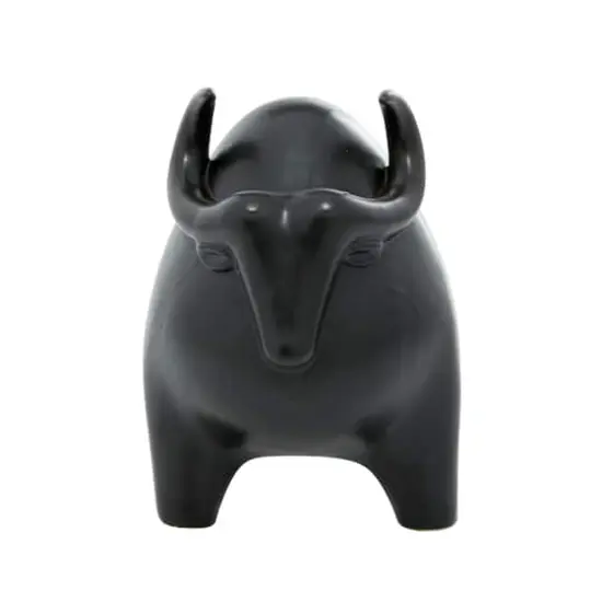 Black Porcelain Contemporary Buffalo Sculpture, 11" x 8" x 16" {4}