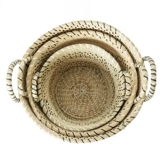 Beige Seagrass Modern Storage Basket Set {6}
