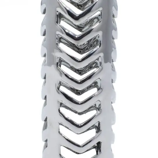 Set of 2 Silver Stoneware Glam Vase, 4" x 11" {8}