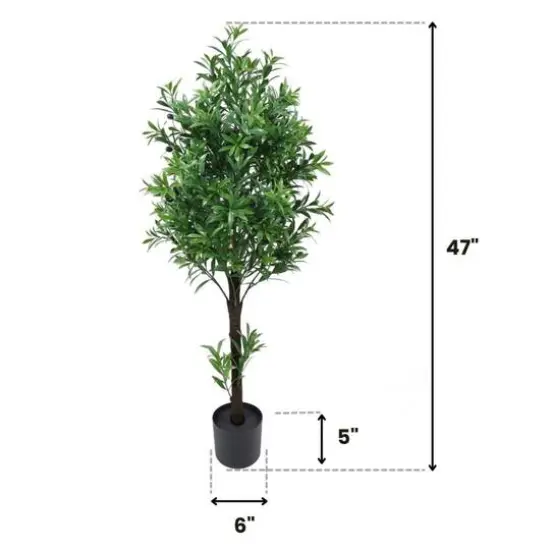 GreenSmart Dekor 4ft. Artificial Olive Tree Plant in Black Pot {5}