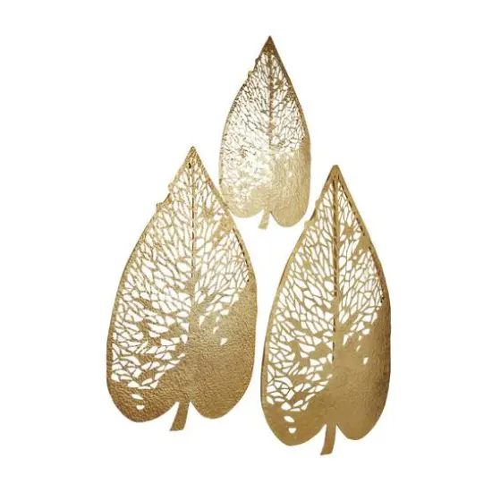 Laser-Cut Gold Metal Leaf Wall D&eacute;cor Set {5}