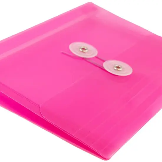 JAM Paper 5.25" x 7.5" Booklet Plastic Envelopes with Button and String Closure, 24ct. Fuchsia {5}