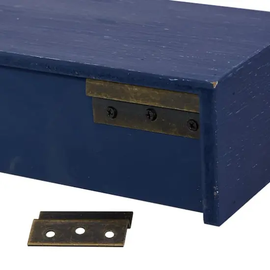 Blue Wood Contemporary Wall Shelf, 3" x 32" x 10" {6}