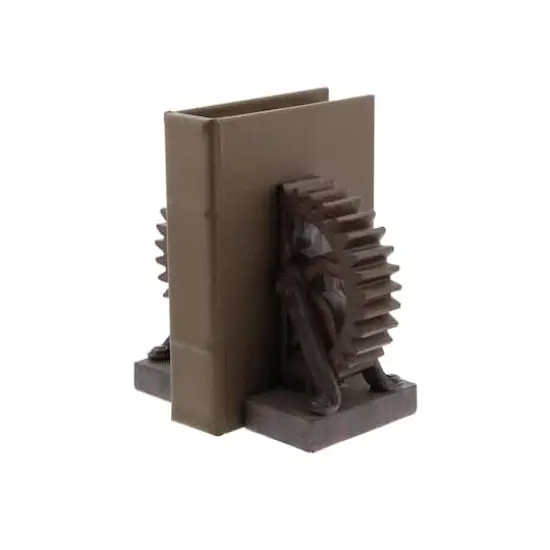 7" Brown Industrial Gear Bookends {5}