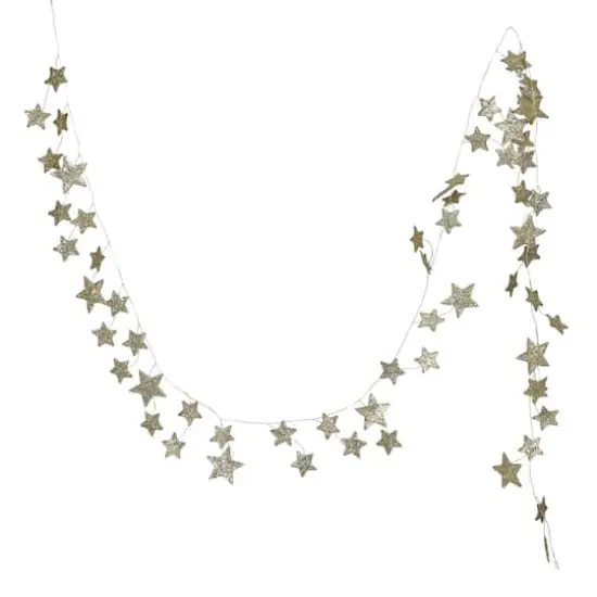 Hello Honey 6ft. Gold Decorative Glitter Paper Star Garland {1}