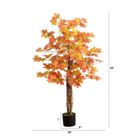 4ft. Deluxe Potted Artificial Autumn Maple Tree {5}
