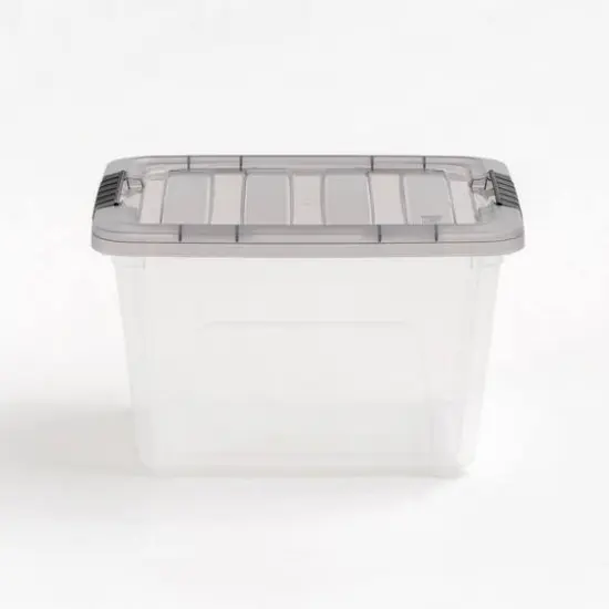 IRIS Stack & Pull Clear Plastic Storage Boxes with Gray Lid {3}