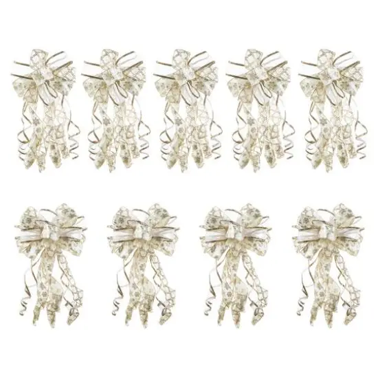 Glitzhome&reg; 32" Elegant Snowflake Ribbon Christmas Bows, 9ct. {1}