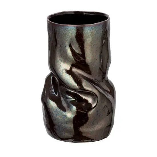 Hello Honey&reg; 5.5" Iridescent Dark Brown Organic Shaped Stoneware Vase {1}