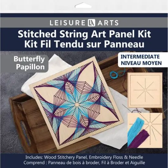 Leisure Arts® Intermediate Butterfly Wood Stitched String Art Panel Kit {1}