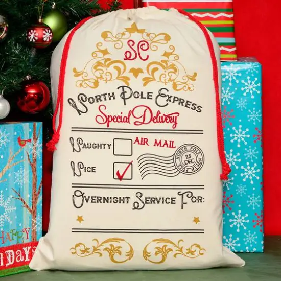 Personality Case&trade; 19" x 26" Cotton Christmas Drawstring Bag {3}