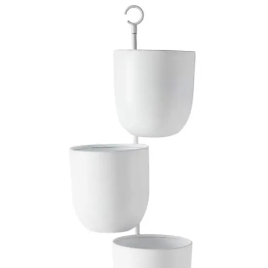 25" White Metal Contemporary 3-Pot Hanging Planter {5}