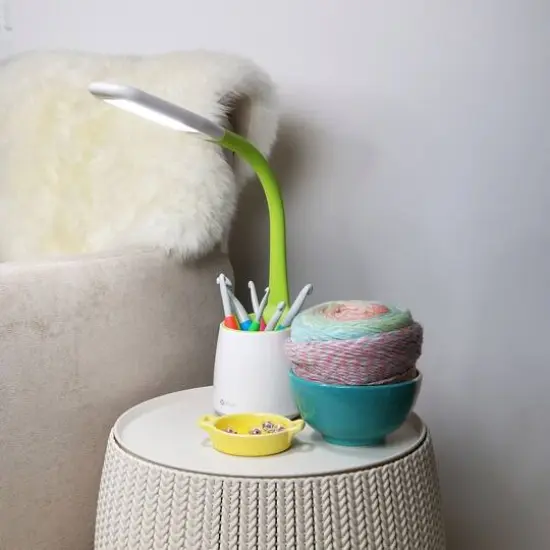 OttLite Wellness Series 23" White & Green Organize LED Desk Lamp {7}