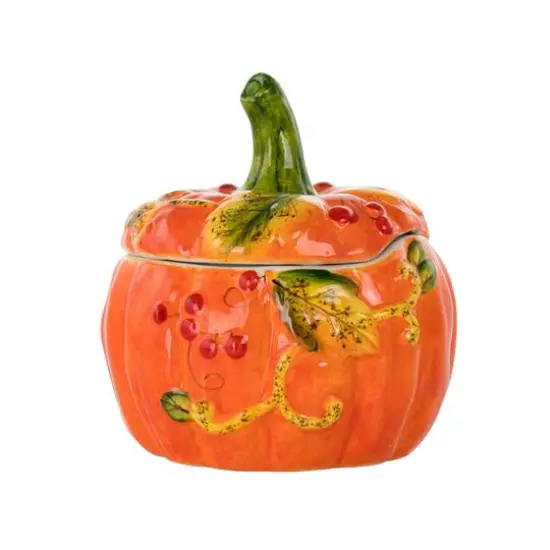 Gibson Home&reg; Orange Stoneware Pumpkin Cookie Jar with Lid {1}