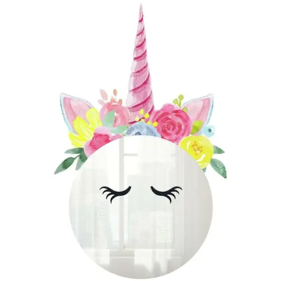 RoomMates Floral Unicorn Mirror Peel & Stick Wall Decals {1}