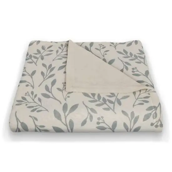 60" Delicate Floral Fleece Blanket Blue and White {3}