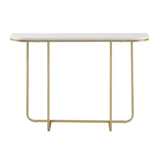 Walker Edison Faux White Marble/Gold Modern Curved Entry Table {5}