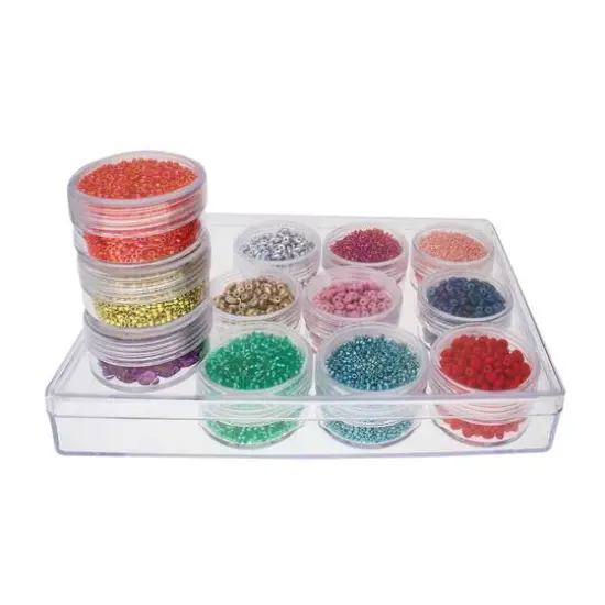 The Beadsmith&reg; 6.5'' x 5'' x 1'' Clear Storage Box with Jars {4}