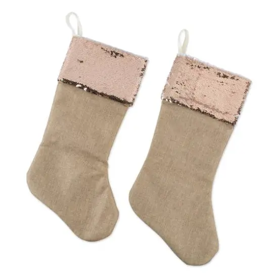 DII&reg; Champagne Sequin Linen Holiday Stocking Set {8}