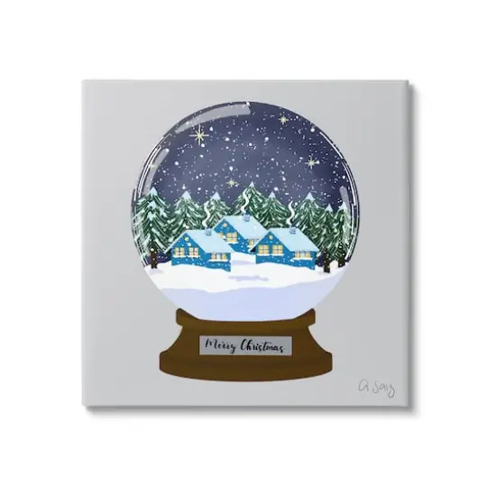Stupell Industries Merry Christmas Winter Snow Globe Canvas Wall Art {1}