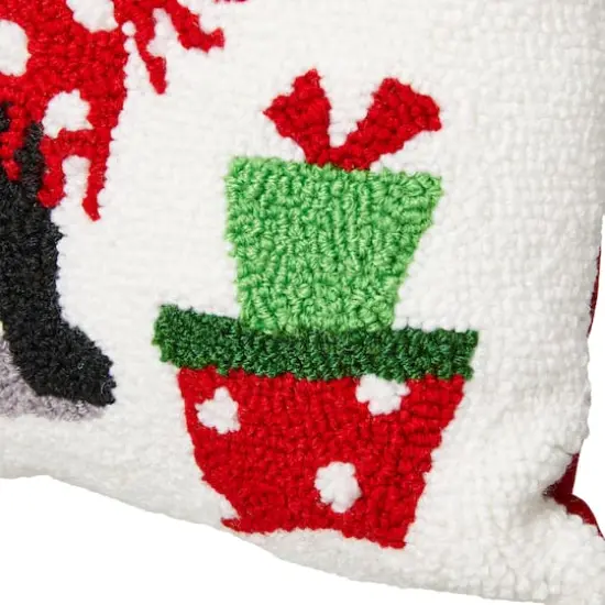 Glitzhome&reg; Hooked Christmas Cat Throw Pillow {7}
