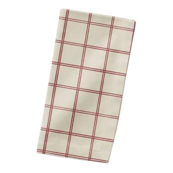 Red & Cream Check Cotton Twill Napkin {3}