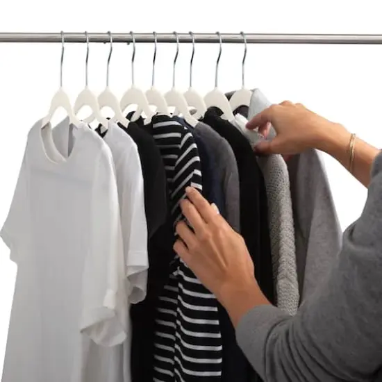 Simplify Super Slim Velvet Huggable Hangers, 10ct. Ivory {7}