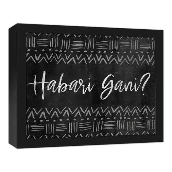 Chalkboard Habari Gani Black Framed Canvas {3}