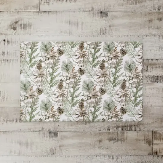 Pinecones & Greenery on White Floor Mat {3}