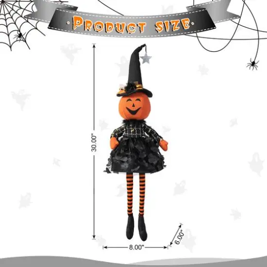 Glitzhome&reg; 30" Halloween Fabric Dressed Pumpkin Sitter {9}