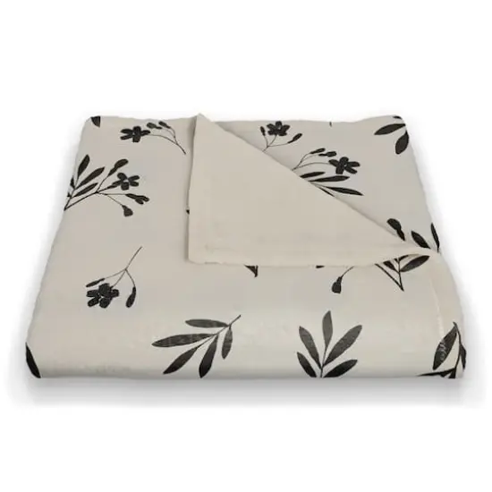 Simple Black Floral 50" x 60" Coral Fleece Blanket {3}