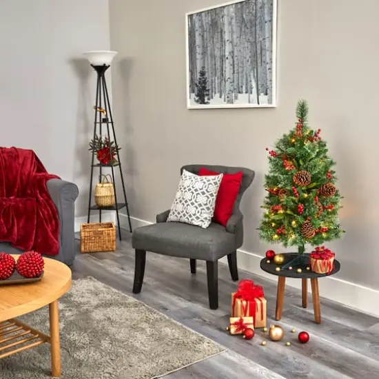 3ft. Pre-Lit Norway Mixed Pine Artificial Christmas Tree, Clear LED Lights {7}