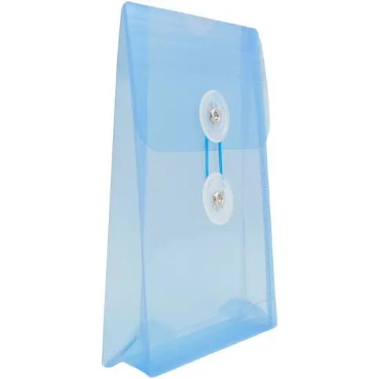 JAM Paper 4.25" x 6.25" Plastic Button & String Tie Closure Envelopes, 12ct. Blue {4}