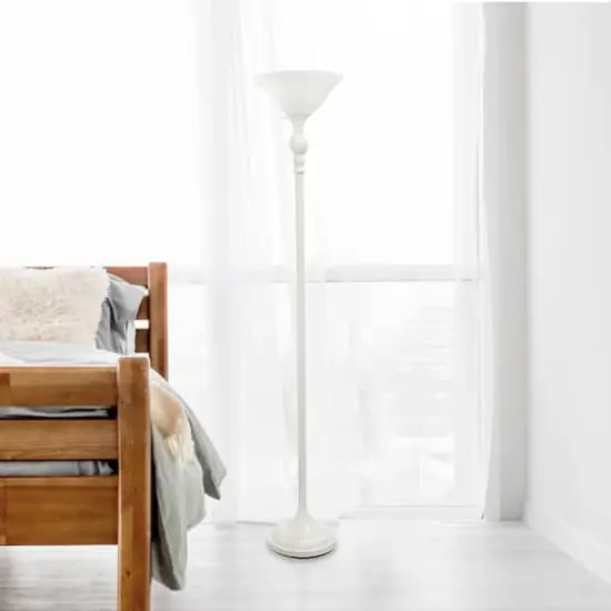 Lalia Home 6ft. Torchiere Floor Lamp with Marbleized Shade White with White Shade {5}