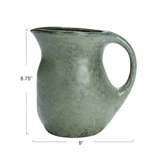 Hello Honey&reg; 9" Matte Teal Round Stoneware Pitcher {5}
