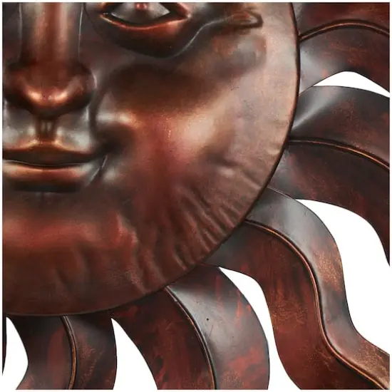 Bronze Metal Sun Wall Decoration with Smiling Face {4}