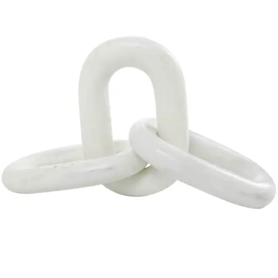 13" White Marble Geometric 3-Link Chain Sculpture D&eacute;cor {9}