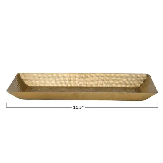 Hello Honey® 11.5" Gold Finish Decorative Hammered Aluminum Tray {7}