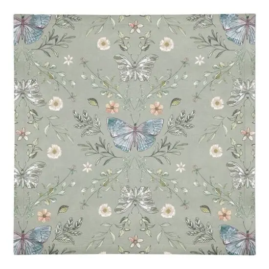 Butterfly Cotton Twill Napkin Sage Green {1}